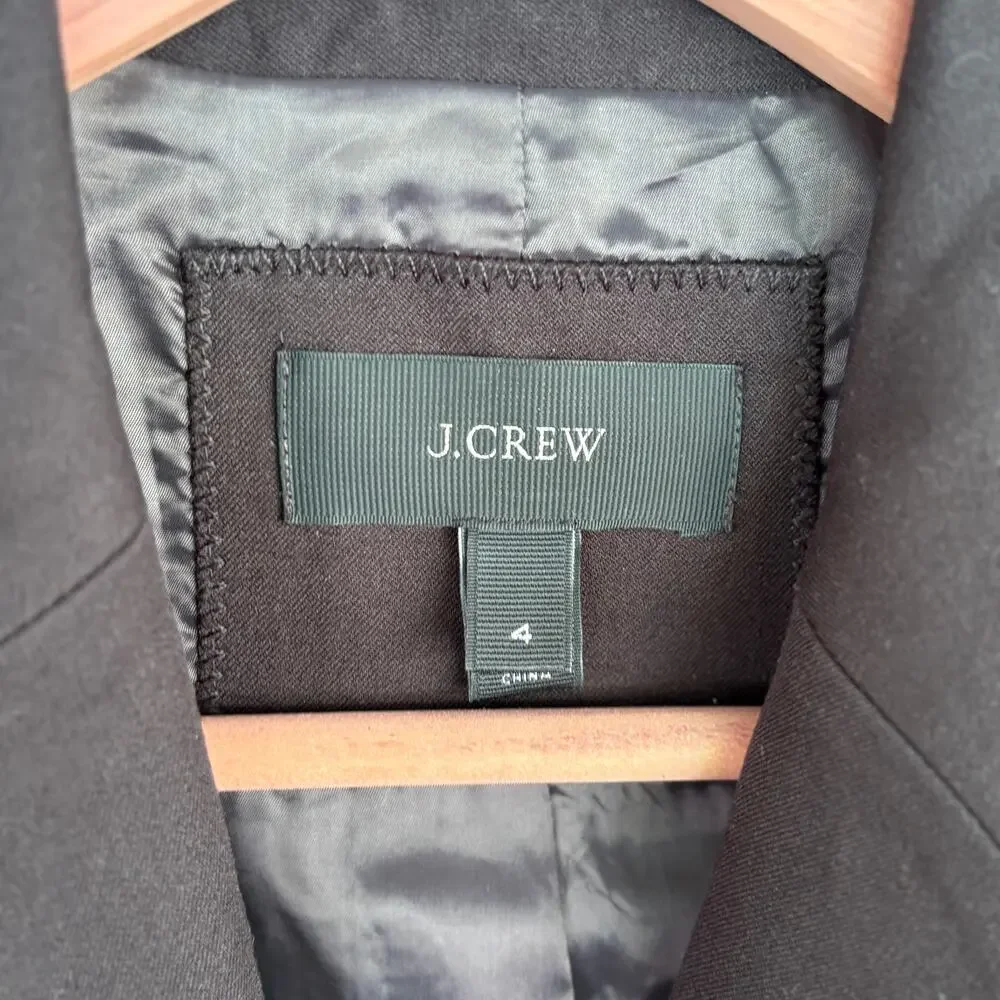 J Crew Puff Sleeve Blazer 4 Black Stretch Jacket Academia Prep J.Crew